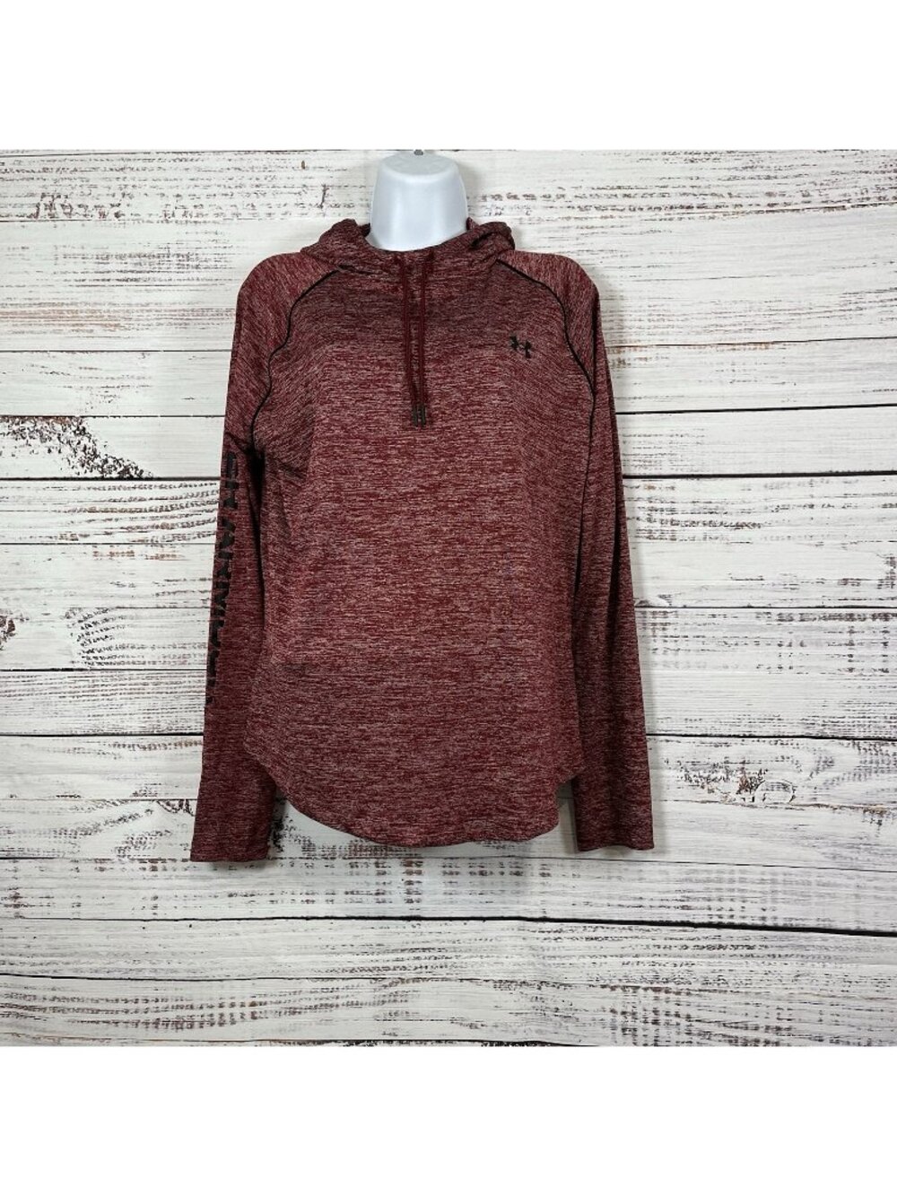 Under Armour Red Loose Pullover Long Sleeve Hooded Top